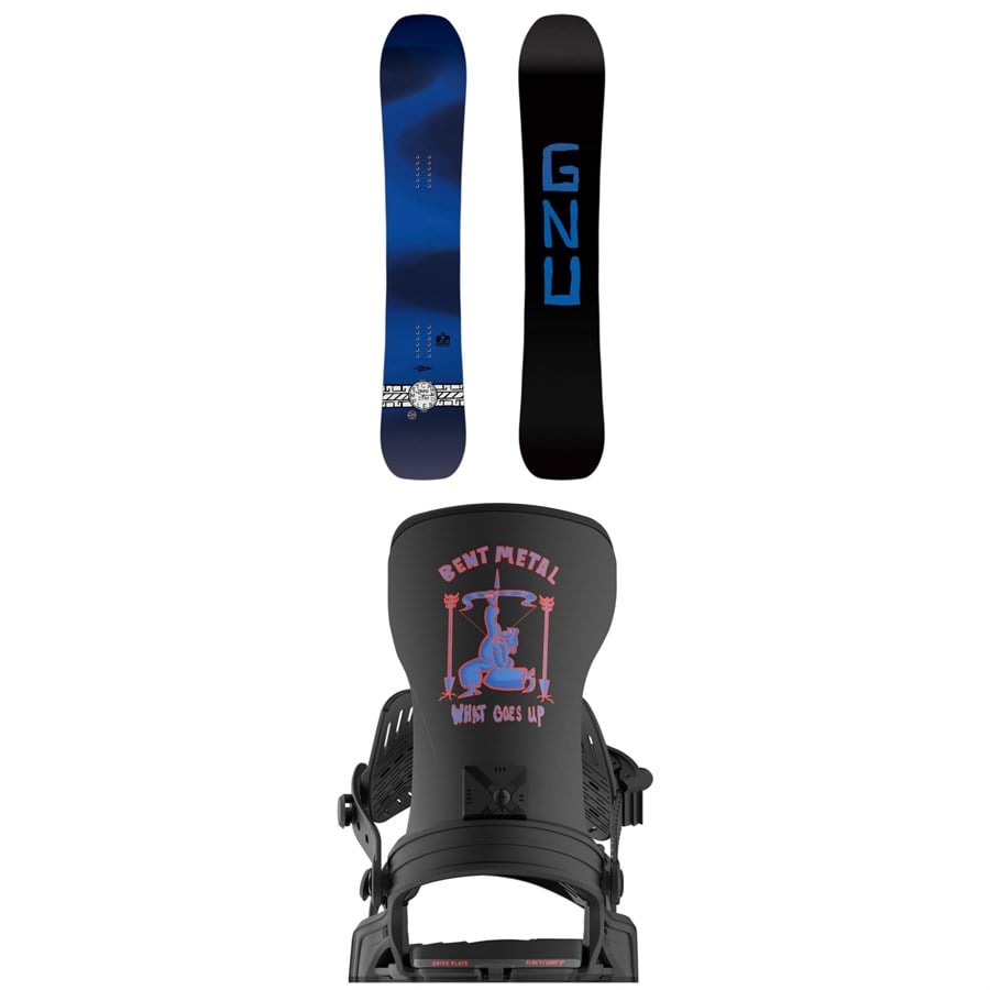 GNU Banked Country C3 Snowboard + Bent Metal Axtion Snowboard Bindings 2026