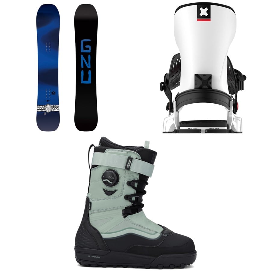 GNU Banked Country C3 Snowboard + Bent Metal Transfer Snowboard Bindings + Vans Infuse Snowboard Boots 2026