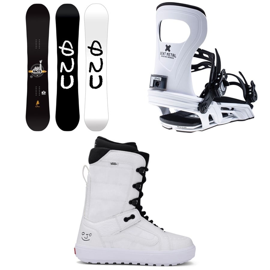 GNU Facts BTX Snowboard + Bent Metal Bolt Snowboard Bindings + Vans Hi Standard OG Snowboard Boots 2026