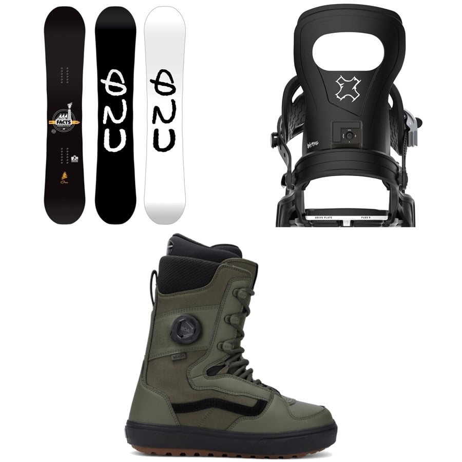GNU Facts BTX Snowboard + Bent Metal Joint Snowboard Bindings + Vans Invado OG Snowboard Boots 2026