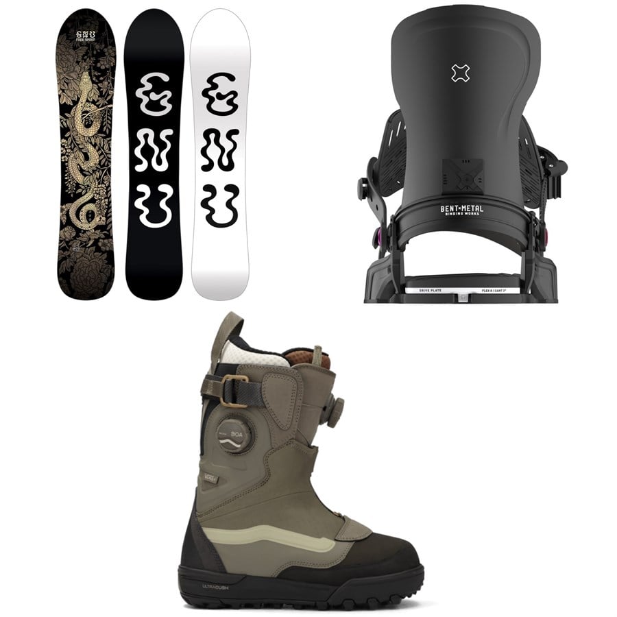 GNU Free Spirit C3 Snowboard + Bent Metal Forte Snowboard Bindings + Vans Viaje Range Edition Snowboard Boots - Women's 2026