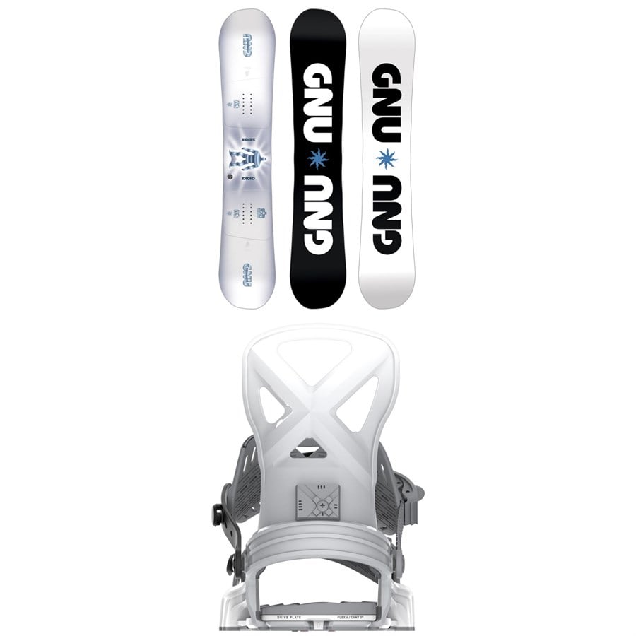 GNU Riders Choice Asym C2X Snowboard + Bent Metal Anvil Snowboard Bindings 2026