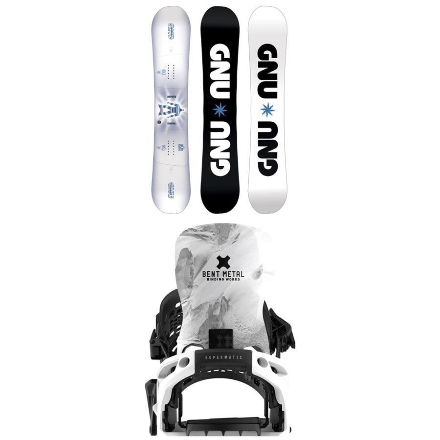 GNU Riders Choice Asym C2X Snowboard + Bent Metal Lightning Supermatic Snowboard Bindings 2026