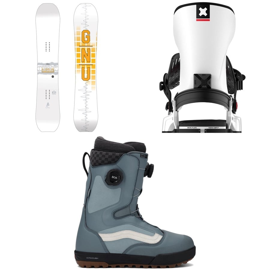 GNU Upgrade C2E Snowboard + Bent Metal Transfer Snowboard Bindings + Vans Aura Pro Snowboard Boots 2026