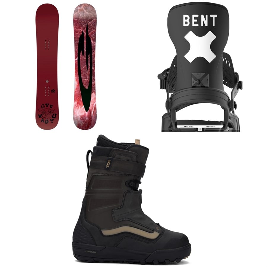 GNU Wagyu C3 Snowboard + Bent Metal Axtion Snowboard Bindings + Vans Hi-Country Snowboard Boots 2026
