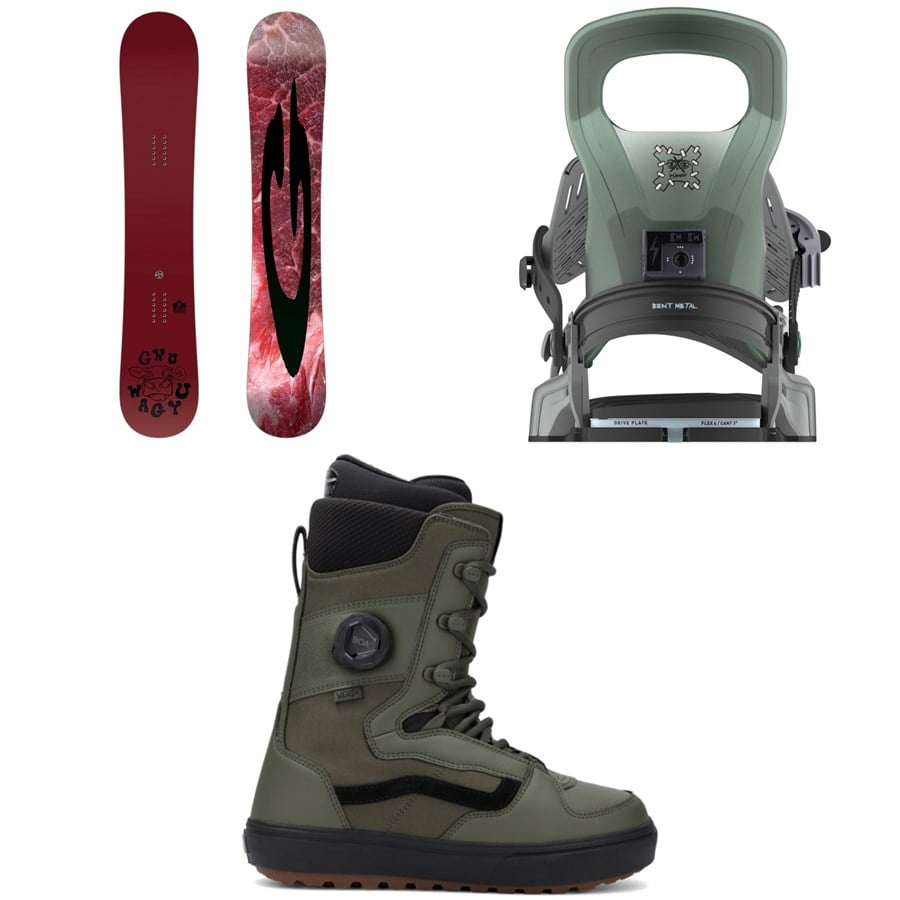 GNU Wagyu C3 Snowboard + Bent Metal Logic Snowboard Bindings + Vans Invado OG Snowboard Boots 2026