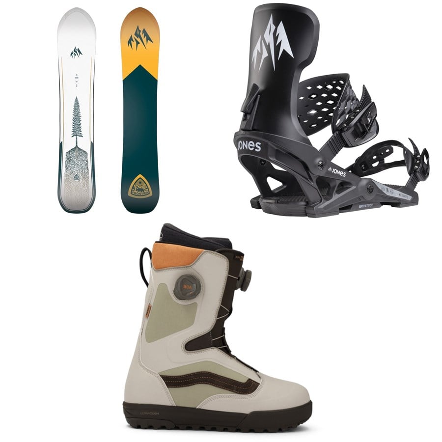 Jones Frontier 2.0 Snowboard + Meteorite Snowboard Bindings + Vans Aura Pro Snowboard Boots 2026