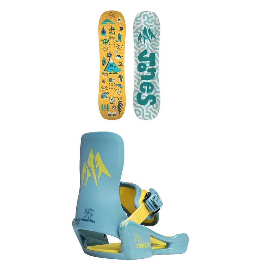 Jones Happy Mountain Snowboard + Happy Mountain One Strap Snowboard Bindings - Kids' 2026