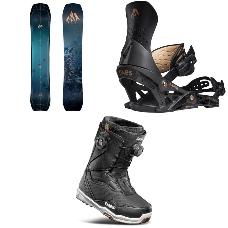 Jones Howler Snowboard + Aurora Snowboard Bindings + Thirtytwo TM-2 Double Boa Snowboard Boots - Women's 2026