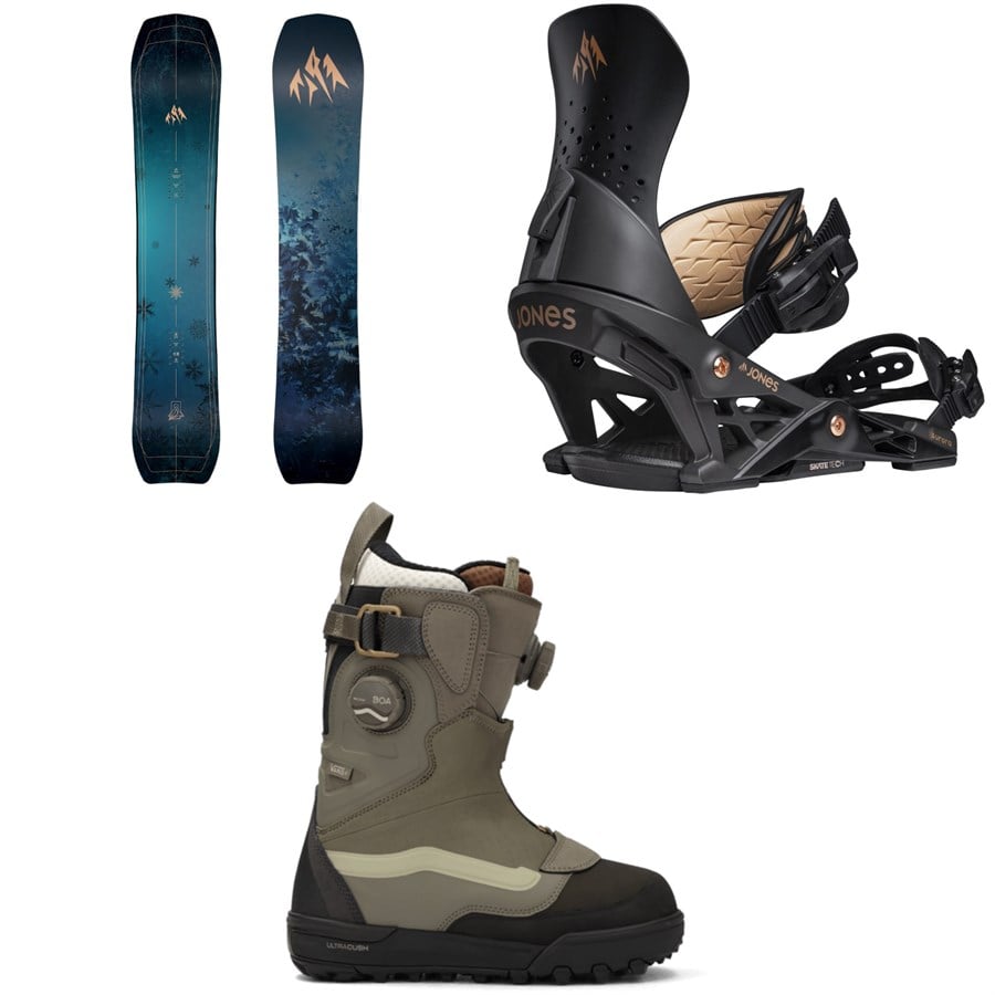Jones Howler Snowboard + Aurora Snowboard Bindings + Vans Viaje Range Edition Snowboard Boots - Women's 2026