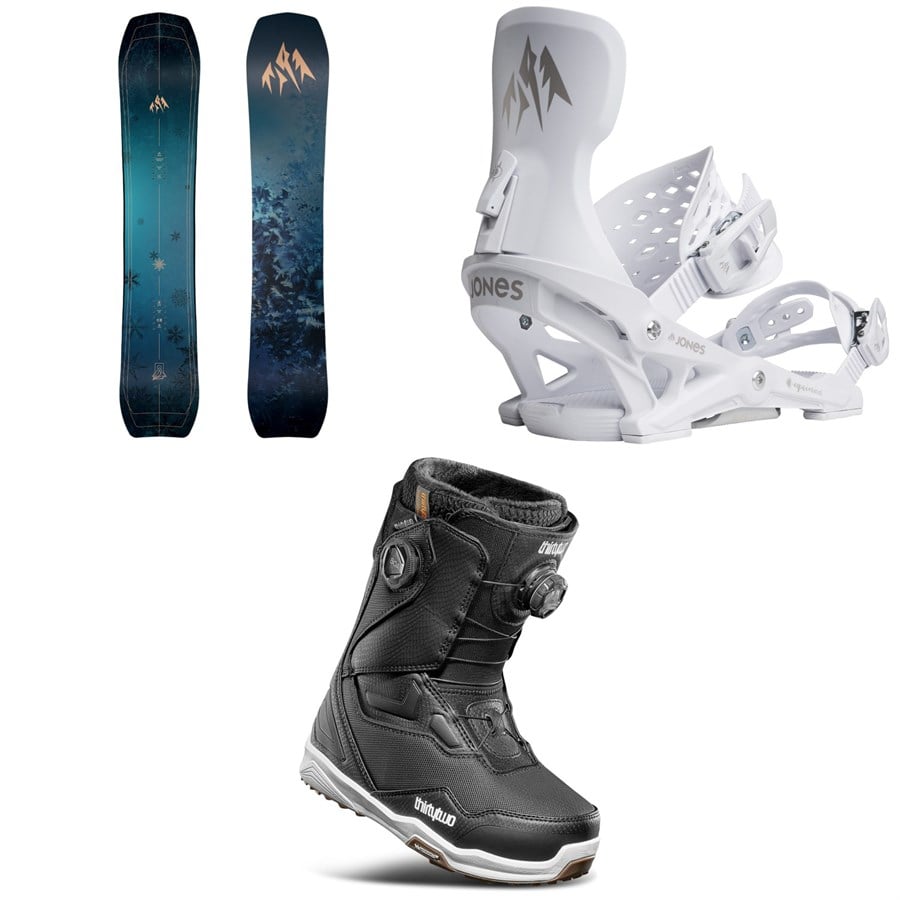 Jones Howler Snowboard + Equinox Snowboard Bindings + Thirtytwo TM-2 Double Boa Snowboard Boots - Women's 2026