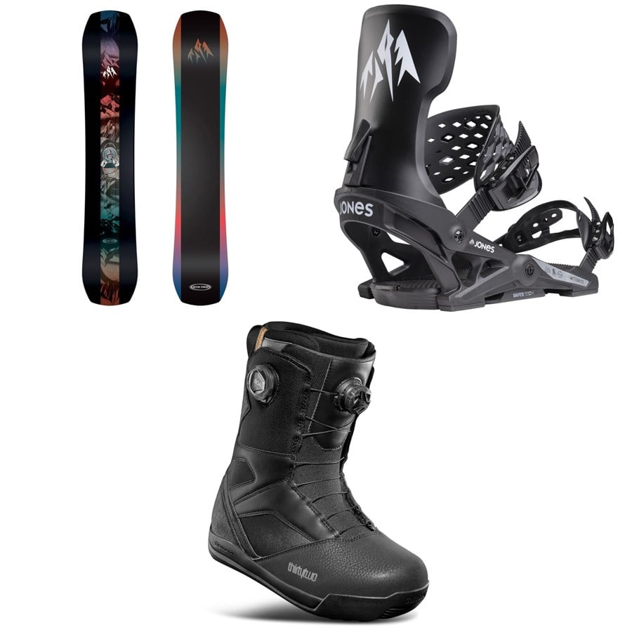 Jones Mountain Twin Snowboard + Meteorite Snowboard Bindings + thirtytwo STW Double Boa Snowboard Boots 2026
