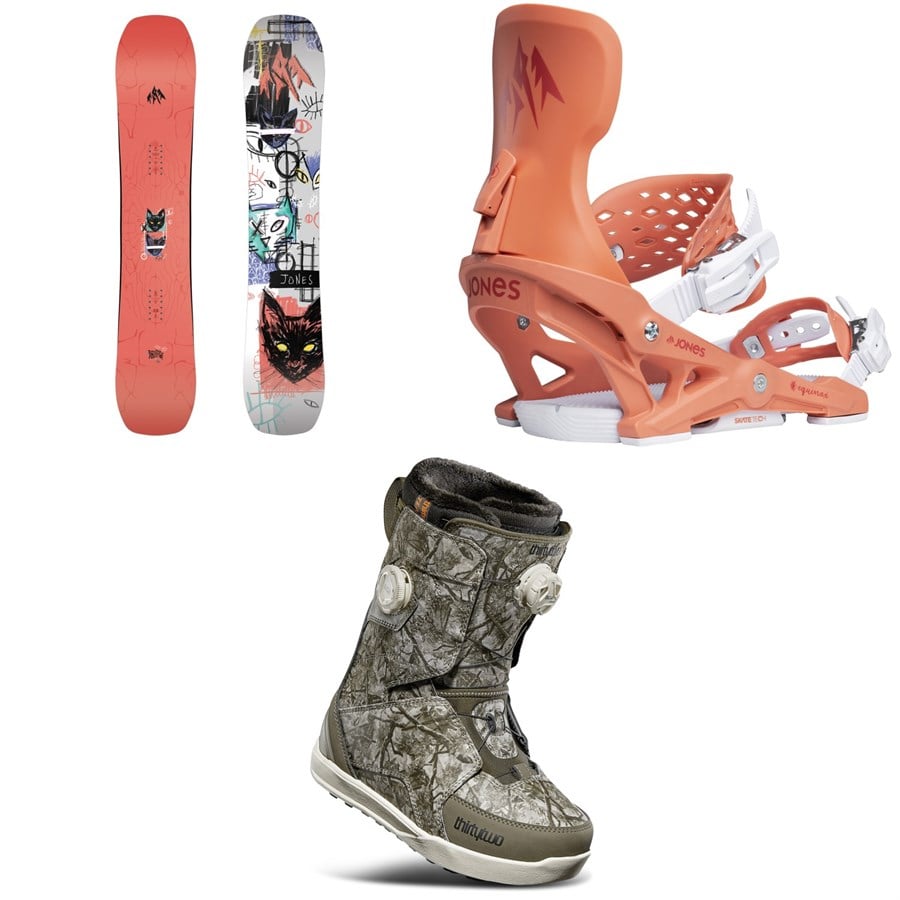 Jones Rally Cat Snowboard + Equinox Snowboard Bindings + thirtytwo Lashed Double Boa Snowboard Boots - Women's 2026