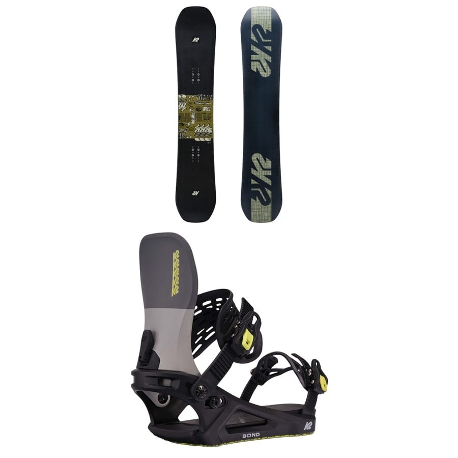K2 Afterblack Snowboard + Bond Snowboard Bindings 2025
