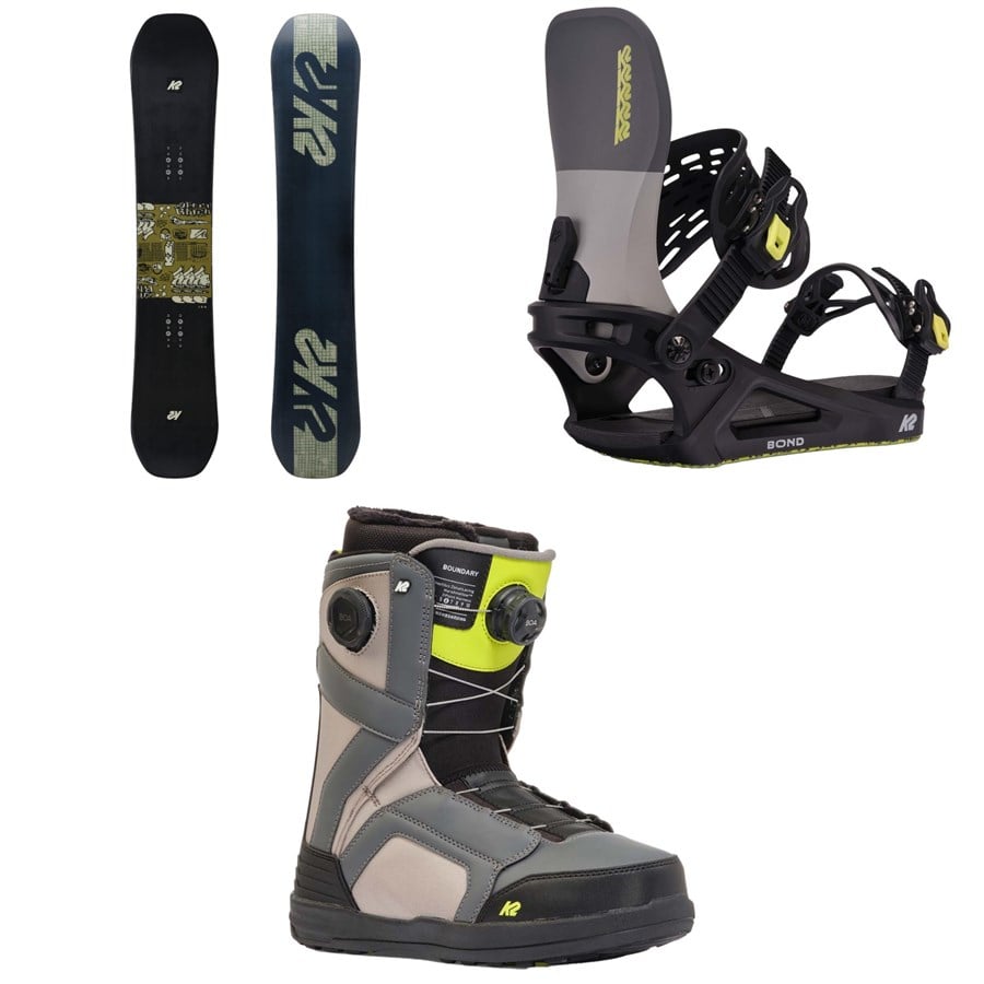 K2 Afterblack Snowboard + Bond Snowboard Bindings + Boundary Snowboard Boots 2025