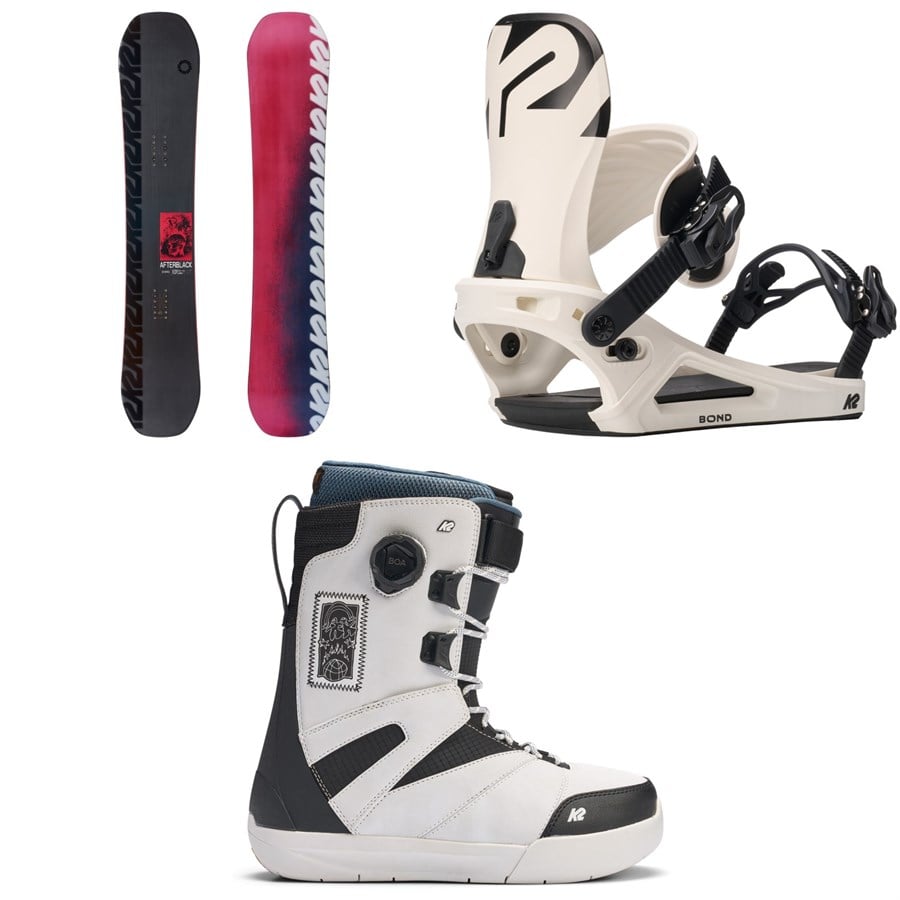 K2 Afterblack Snowboard + Bond Snowboard Bindings + Overdraft Snowboard Boots 2026