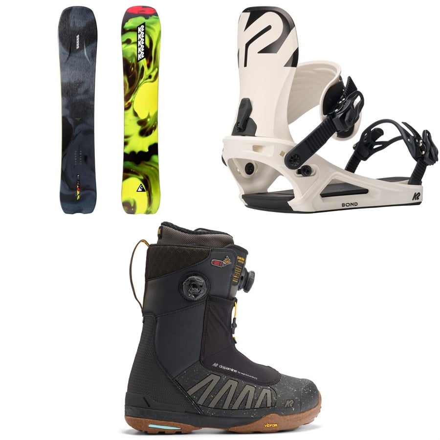 K2 Alchemist Snowboard + Bond Snowboard Bindings + Orton Snowboard Boots 2026