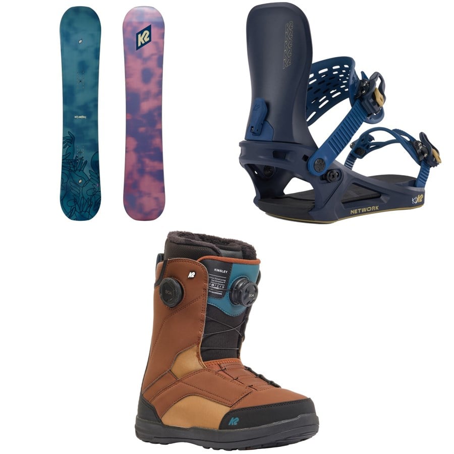 K2 Dreamsicle Snowboard + Network Snowboard Bindings + Kinsley Snowboard Boots - Women's