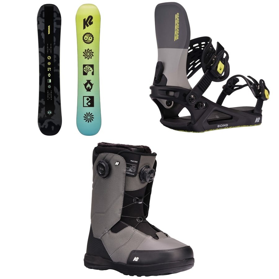 K2 Embassy Snowboard + Bond Snowboard Bindings + Maysis Snowboard Boots 2025