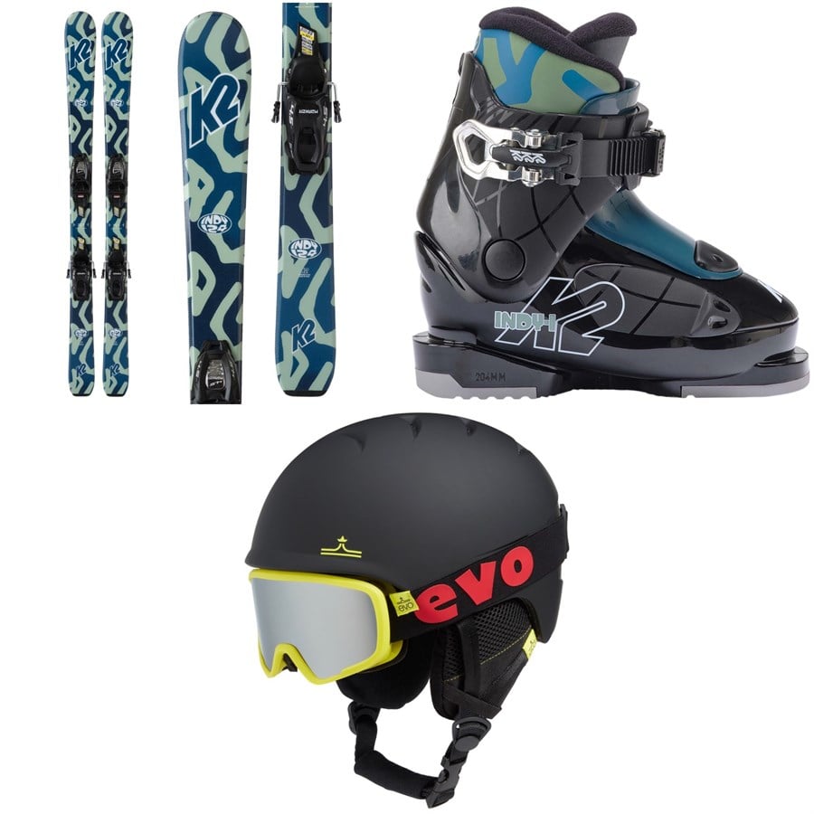 K2 Indy Skis + FDT 4.5 Bindings + K2 Indy 1 Ski Boots + evo Sessel Helmet + Goggle Combo - Kids'