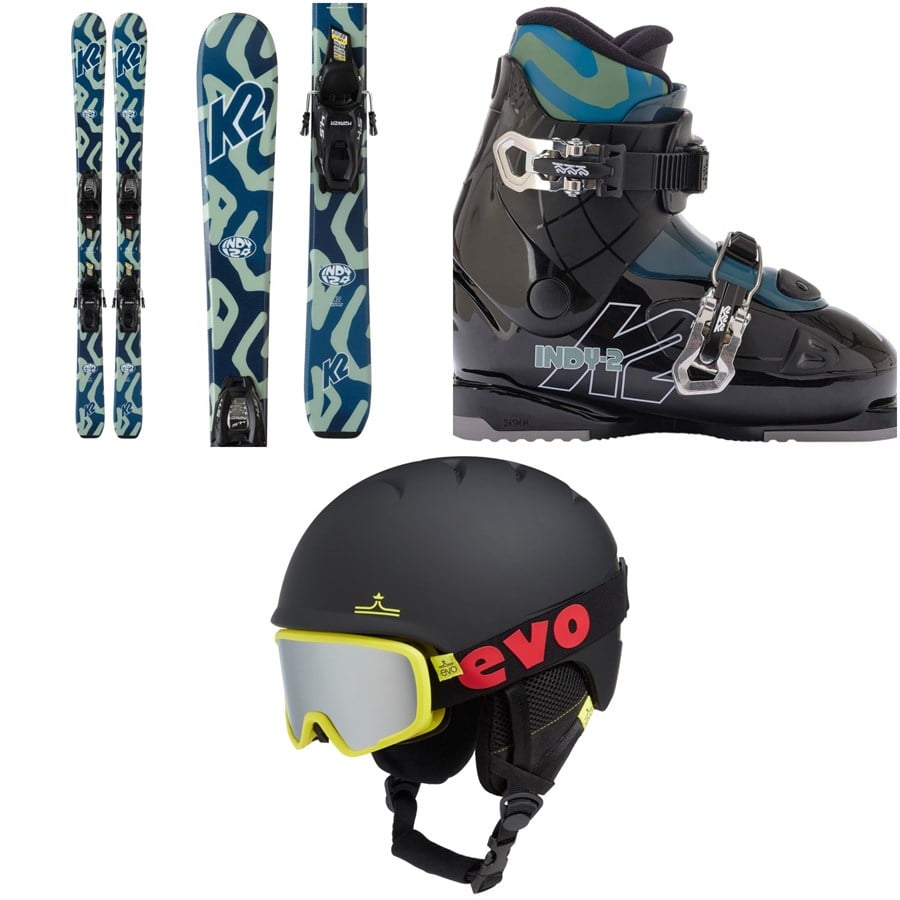 K2 Indy Skis + FDT 4.5 Bindings + K2 Indy 2 Ski Boots + evo Sessel Helmet + Goggle Combo - Kids'
