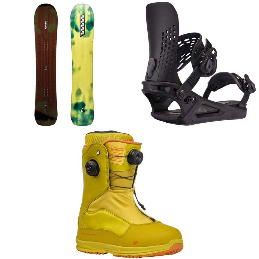 K2 Instrument Snowboard + Edition Snowboard Bindings + Taro Tamai Snowsurfer Snowboard Boots 2025