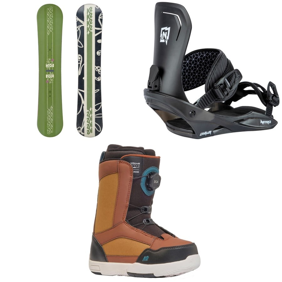 K2 Kandi Snowboard+ Nitro Charger Snowboard Bindings + K2 You+H Snowboard Boots - Kids' 2025