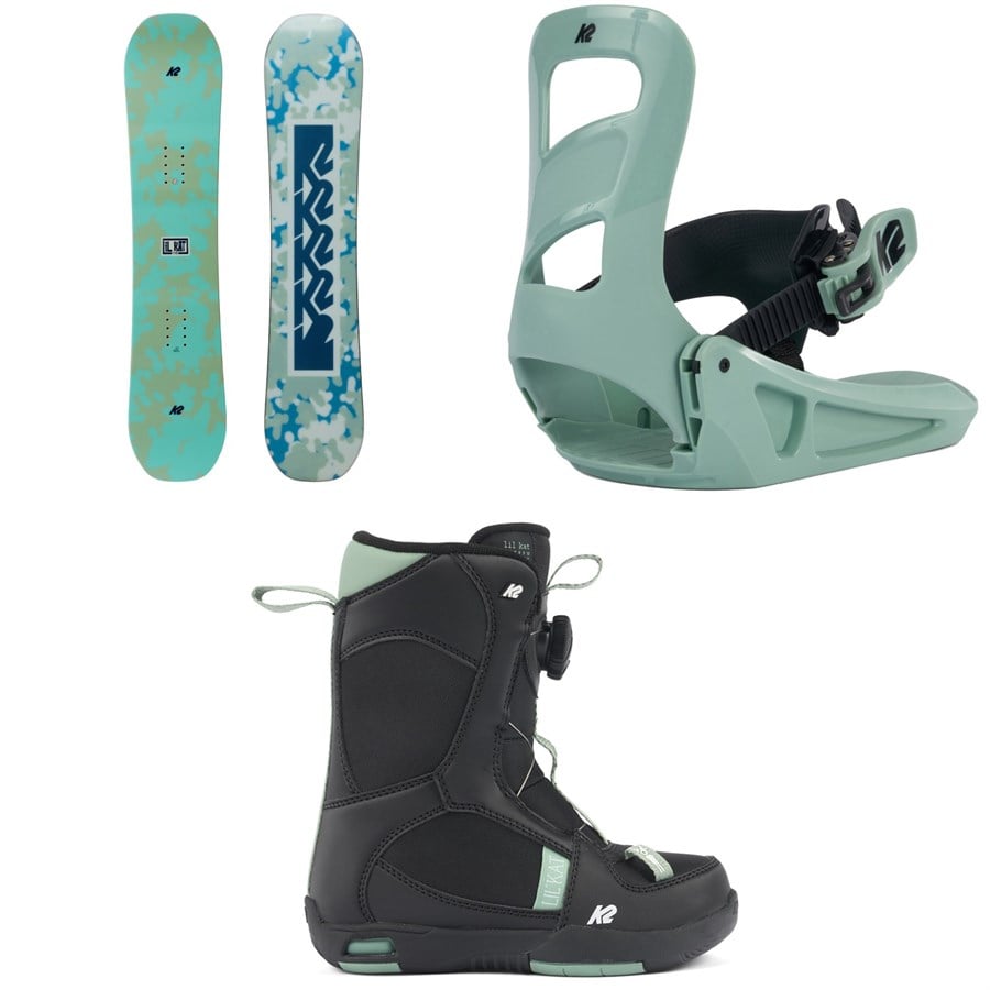 K2 Lil Kat Snowboard + Lil Kat Snowboard Bindings + Lil Kat Snowboard Boots - Kids' 2025