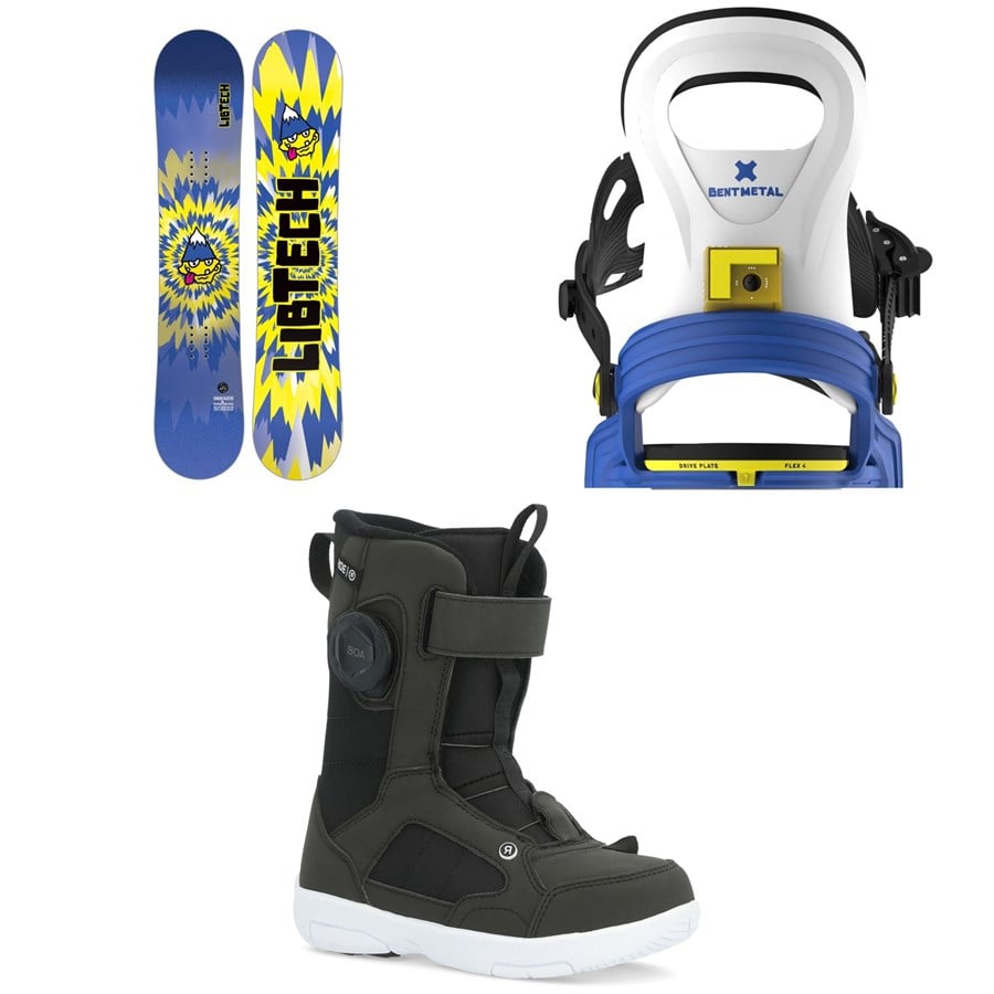 Lib Tech Banana Blaster BTX Snowboard + Bent Metal BMX Snowboard Bindings + Ride Norris Snowboard Boots - Kids 2026