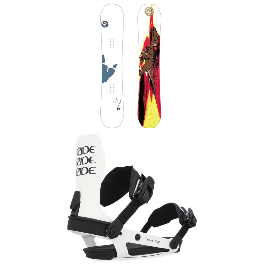 Morrow Todd Richards Dinosaur LTD Snowboard + Ride A-6 Snowboard Bindings 2025