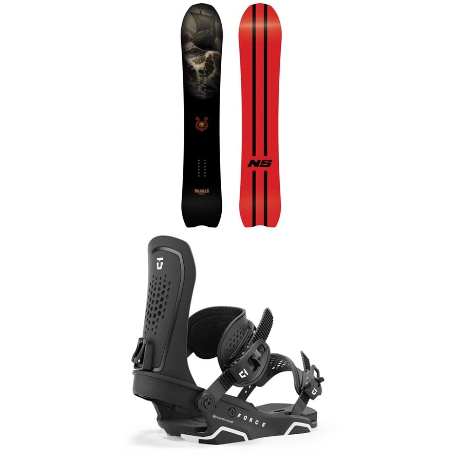 Never Summer Valhalla Snowboard + Union Force Snowboard Bindings 2025