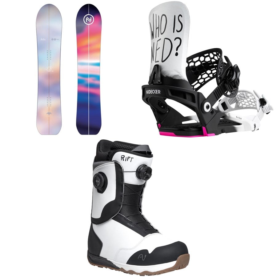 Nidecker Mellow Snowboard + Kaon Snowboard Bindings + Rift Snowboard Boots 2026