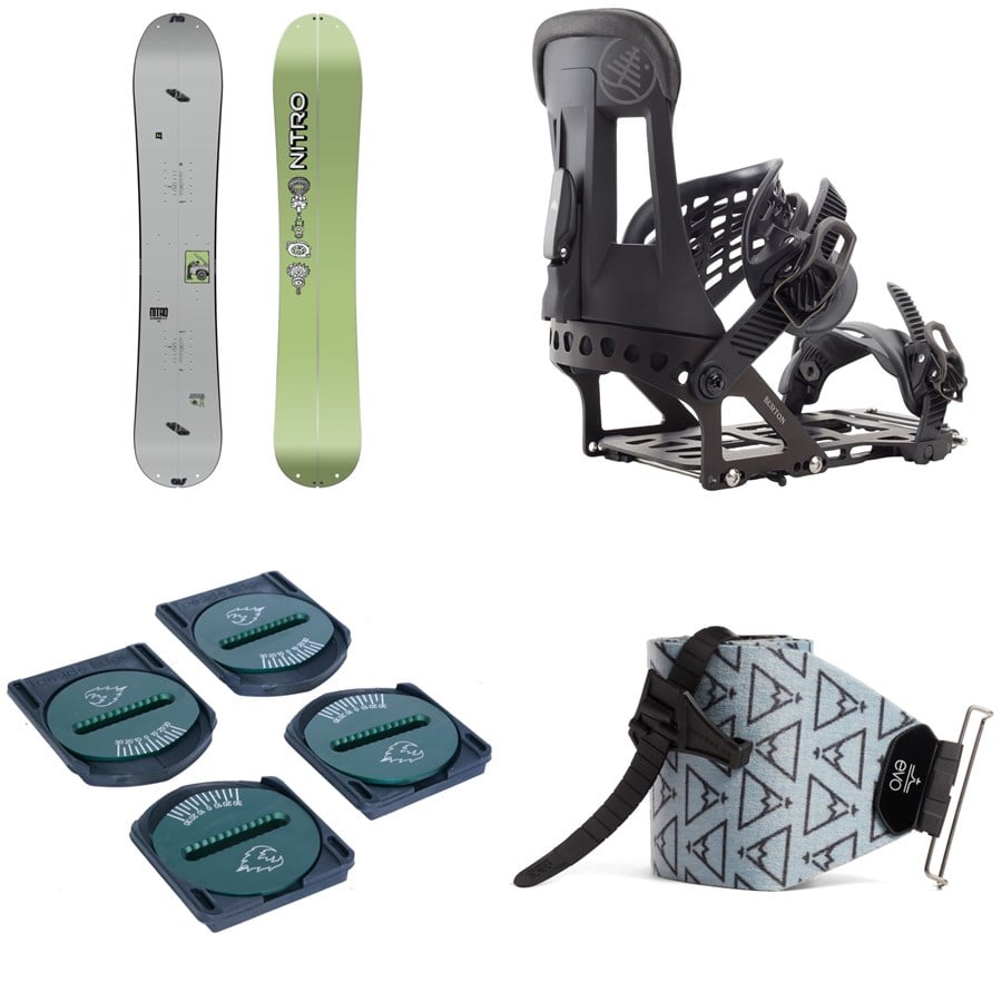 Nitro Alternator Splitboard 2026 + Burton Hitchhiker Splitboard Bindings + Spark R&D Spark Pucks + evo x Pomoca Pro Glide Splitboard Skins