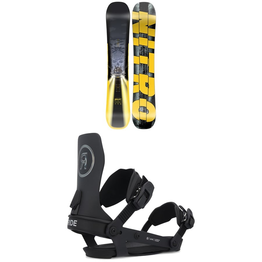 Nitro Beast Snowboard + Ride A-6 Snowboard Bindings 2025