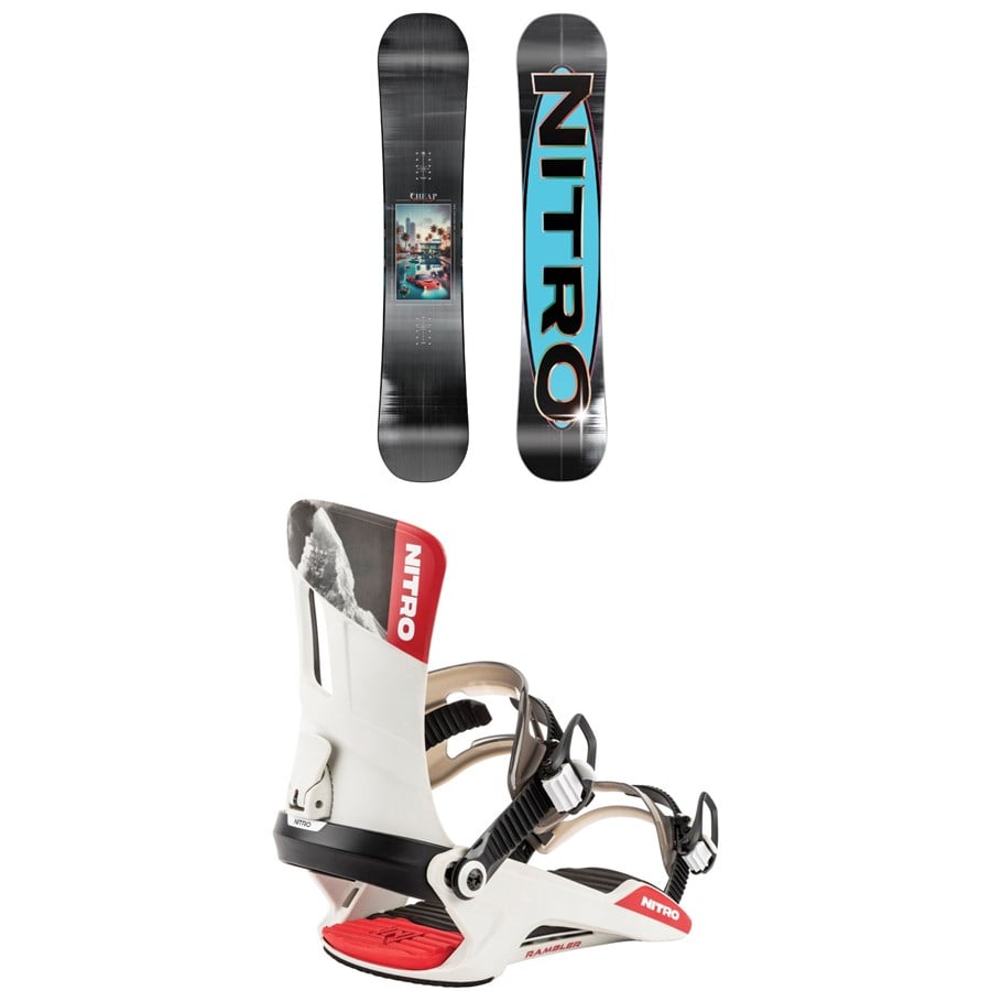 Nitro Cheap Thrills Snowboard + Rambler Snowboard Bindings 2026