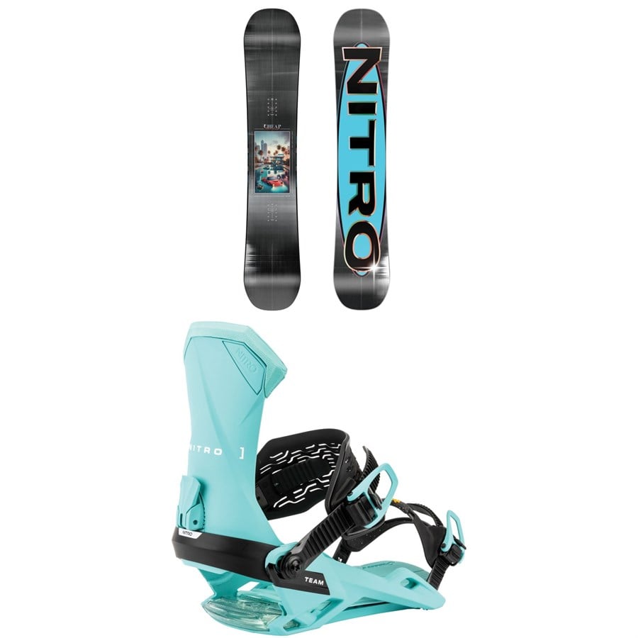 Nitro Cheap Thrills Snowboard + Team Snowboard Bindings 2026