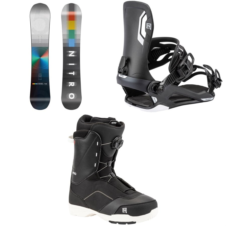 Nitro Cinema Snowboard + Talent Snowboard Bindings + Tangent Boa Snowboard Boots 2026