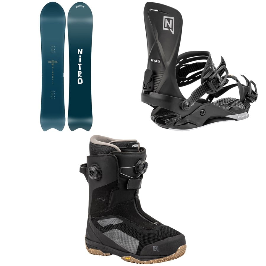Nitro Dinghy Snowboard + Phantom Snowboard Bindings + Skylab Boa Snowboard Boots 2025