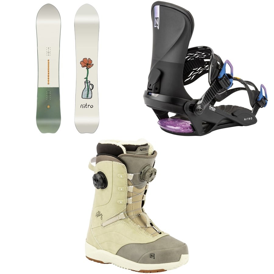 Nitro Drop Snowboard + Fate Snowboard Bindings + Crown Boa Snowboard Boots - Women's 2026