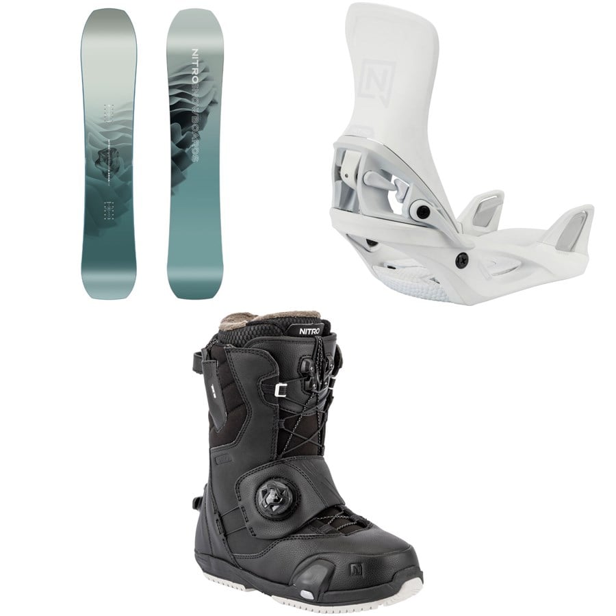 Nitro Karma Snowboard + Step On Snowboard Bindings + Cave Step On TLS Snowboard Boots - Women's 2026