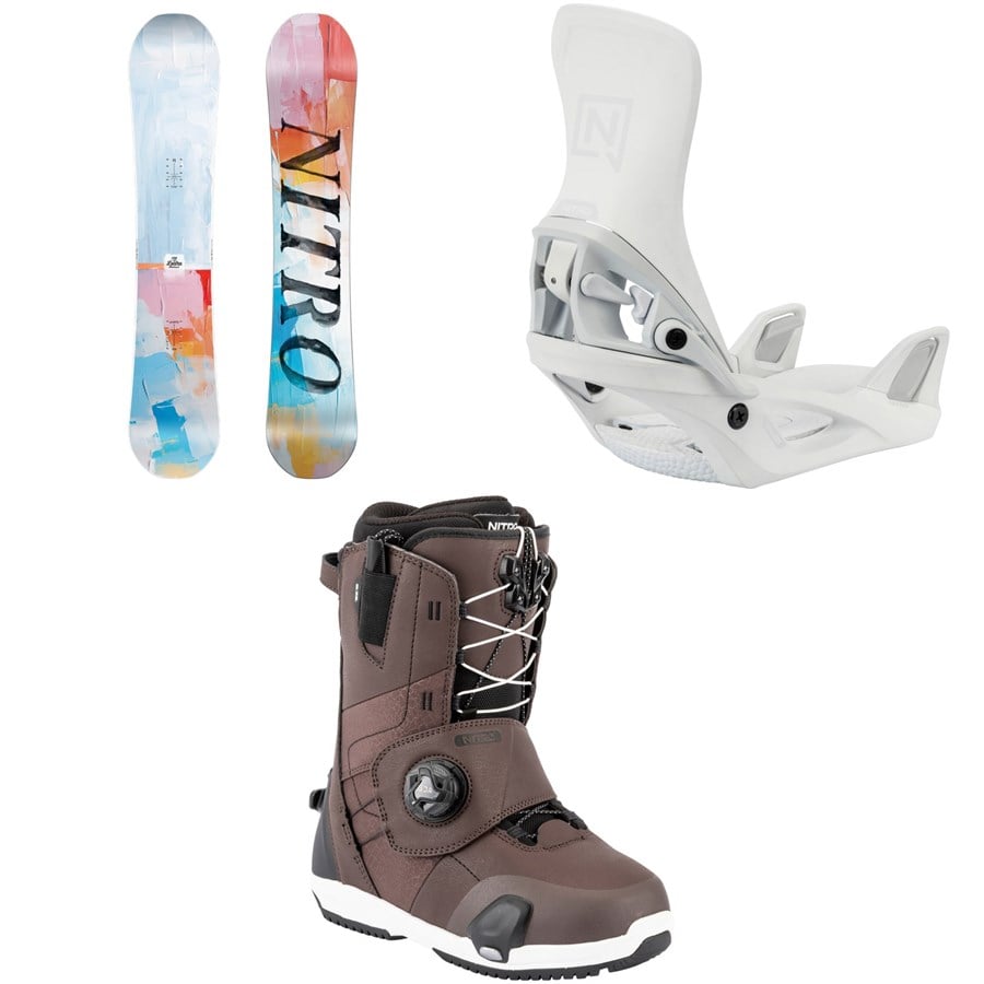 Nitro Lectra Abstract Snowboard + Step On Snowboard Bindings + Monarch Step On TLS Snowboard Boots - Women's 2026
