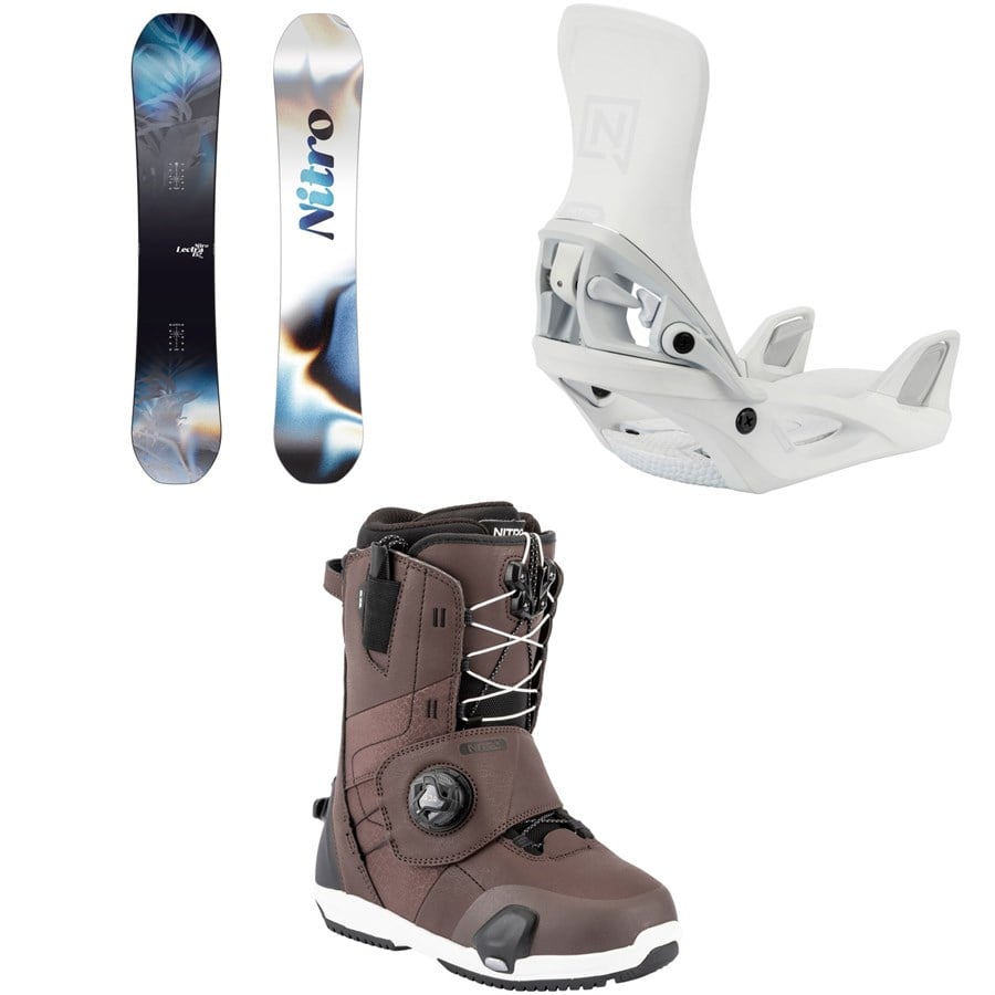 Nitro Lectra Leaf Cam-Out Snowboard + Step On Snowboard Bindings + Monarch Step On TLS Snowboard Boots - Women's 2026