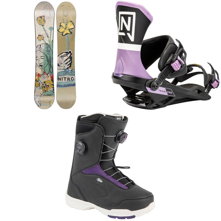Nitro Mercy Snowboard + Team Pro Snowboard Bindings + Scala Boa Snowboard Boots - Women's 2025
