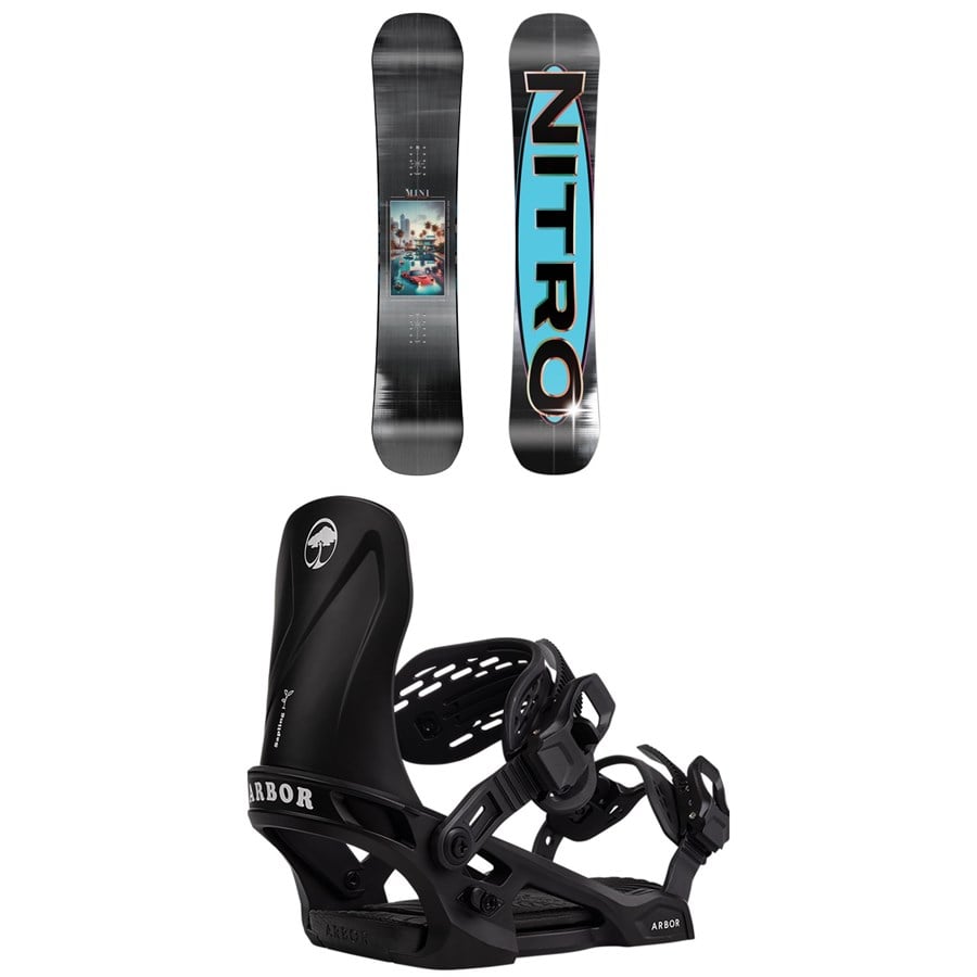 Nitro Mini Thrills Snowboard + Arbor Sapling Snowboard Bindings - Kids' 2026