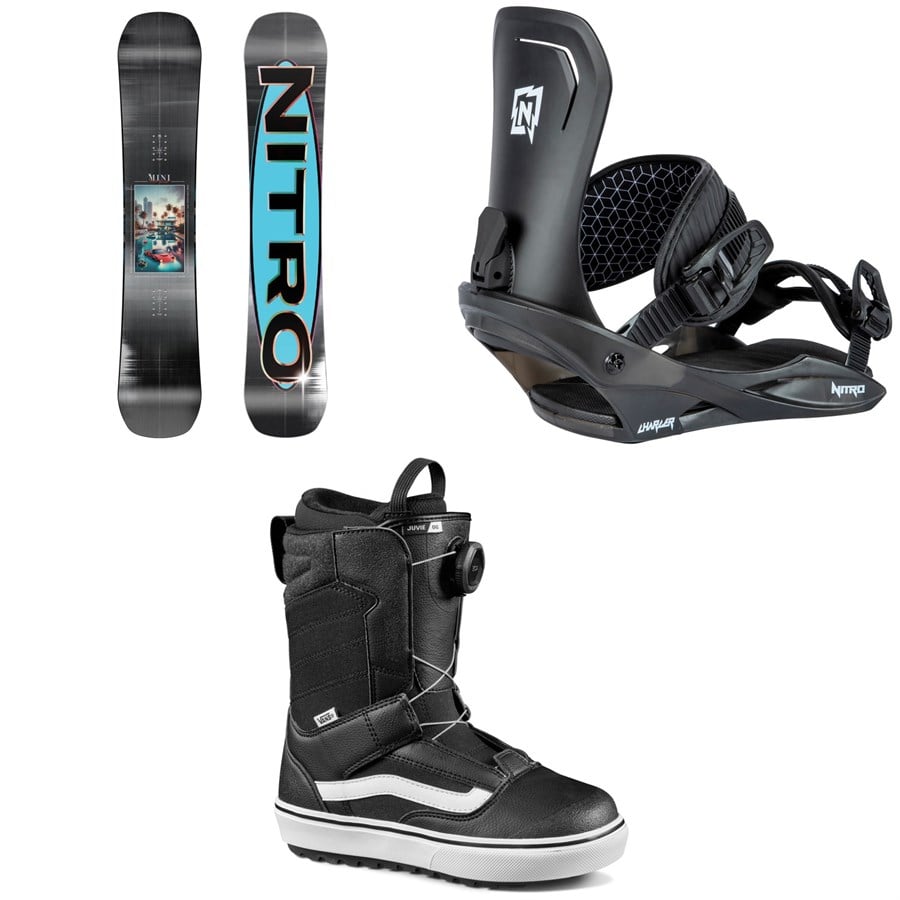 Nitro Mini Thrills Snowboard + Charger Snowboard Bindings + Vans Juvie OG Snowboard Boots - Kids' 2026