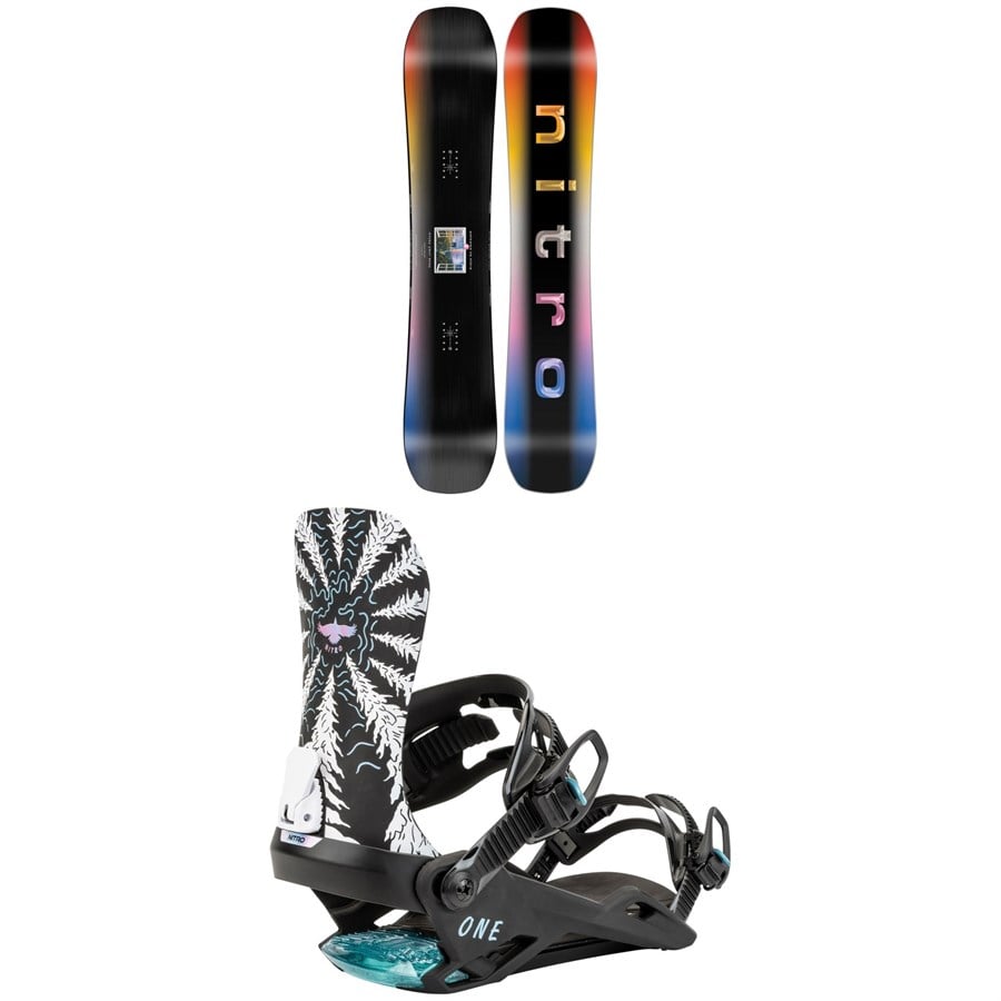 Nitro Optisym Snowboard + One Snowboard Bindings 2025