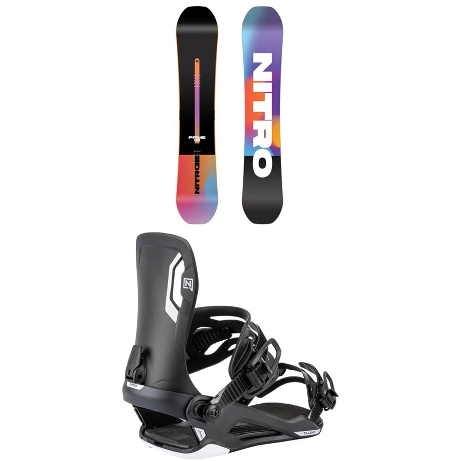 Nitro Prime Chroma Cam-Out Snowboard + Talent Snowboard Bindings 2026