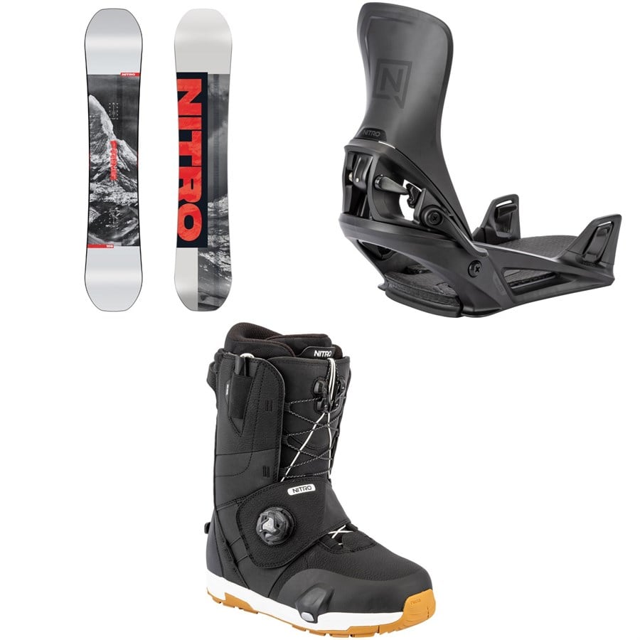 Nitro Prime Raw Snowboard + Step On Snowboard Bindings + Venture Step On TLS Snowboard Boots 2026