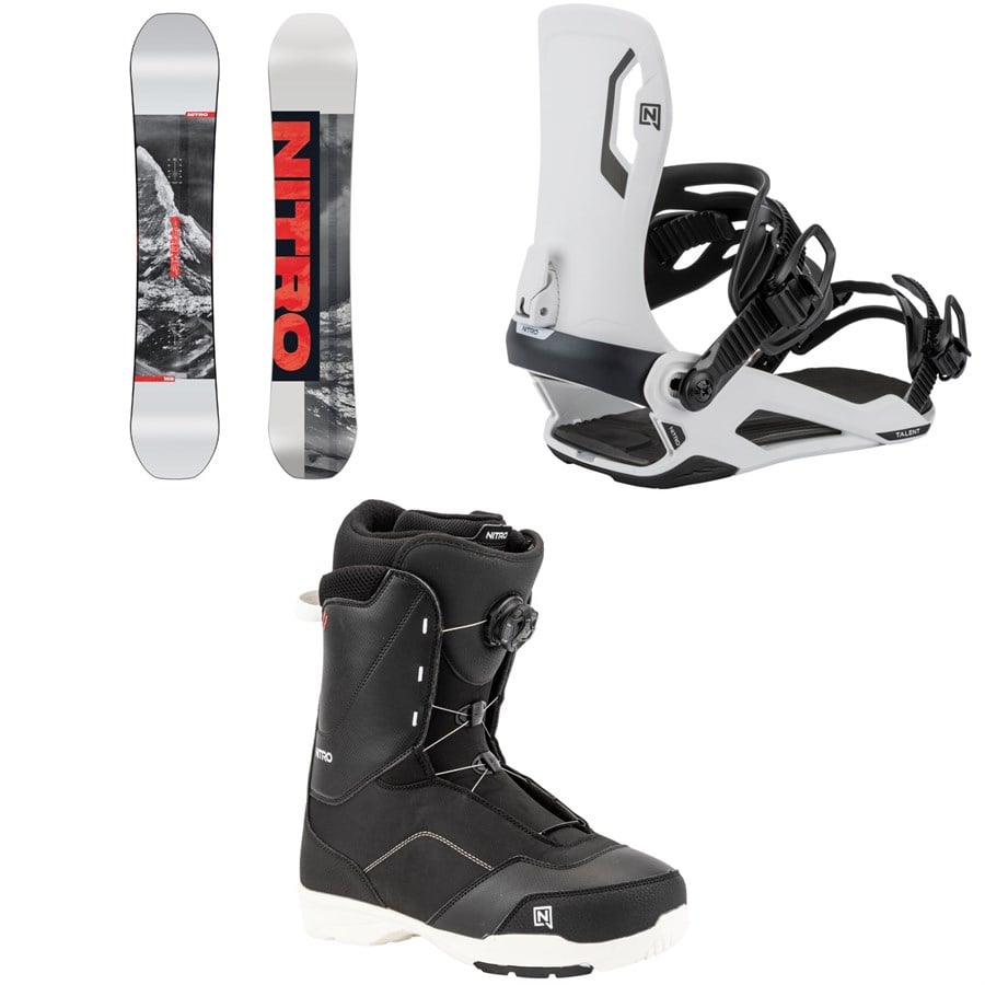 Nitro Prime Raw Snowboard + Talent Snowboard Bindings + Tangent Boa Snowboard Boots 2026