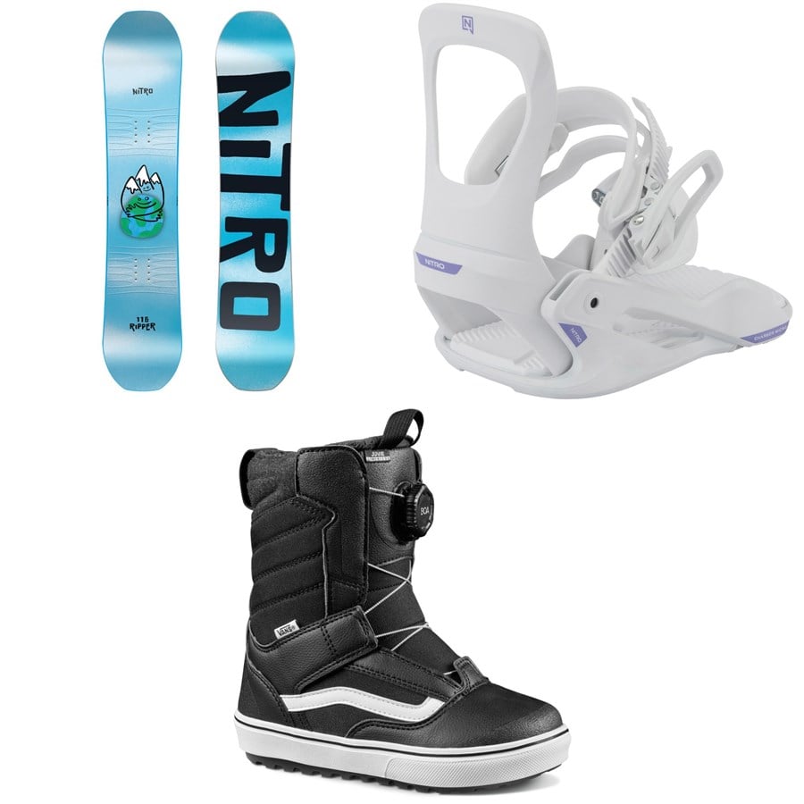 Nitro Ripper Snowboard + Charger Micro Snowboard Bindings + Vans Juvie Linerless Snowboard Boots - Kids' 2026
